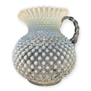 VTG Fenton Art Glass French Opalescent Hobnail Pitcher C1